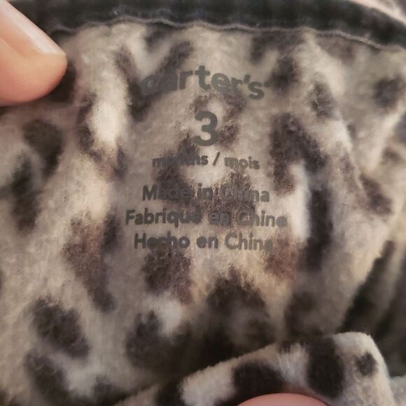 Adorable Fleece Animal Printed Carter's Hooded Jumpsuit Sz 3 Mos - Picture 5 of 6